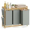 Songmics Skalbinių krepšelis 3 skyriai 3 x 50 L 94 x 33 x 78 cm pilka