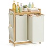Songmics Skalbinių krepšys 2 skyriai 2 x 50 L 63 x 33 x 78 cm kreminės baltos spalvos