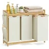Songmics Skalbinių krepšelis 3 skyriai 3 x 50 L 94 x 33 x 78 cm kreminės baltos spalvos