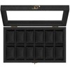 SONGMICS laikrodžių dėžutė su 12 skyrių 21 x 35 x 8,5 cm Juodas kaip rašalas