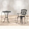 Lauko baldų komplektas Aosom Bistro komplektas apvalus stalas su 2 kėdėmis 60x70 cm juodas liejamo aliuminio