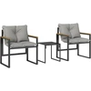 Lauko baldų komplektas Aosom Bistro komplektas 3 dalių sodo komplektas 64x62x68 cm pilkas metalinis rėmas