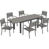 Lauko baldų komplektas Aosom Sodo baldų komplektas 7 dalių Ištraukiamas stalas su 6 kėdėmis 150x85x75 cm Pilkas Aliuminis