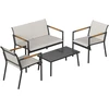 Lauko baldų komplektas Aosom Sodo baldų komplektas, poilsio komplektas, 106x70,5x77 cm, kreminė balta, metalas