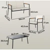 Lauko baldų komplektas Aosom Sodo baldų komplektas, poilsio komplektas, 106x70,5x77 cm, kreminė balta, metalas