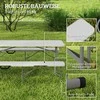 Lauko baldų komplektas "Outsunny" alaus palapinės suoliukas sulankstomas suoliukas sulankstomas vakarėlių suoliukas su rankena, metalinės kojos, atsparus atmosferos poveikiui, skirtas 2 žmonėms, skirtas patalpoms, lauke, pakraunamas iki 240 kg, baltos spalvos