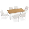 Lauko baldų komplektas Juskys Sodo baldų komplektas Maui 7 dalių Stalas 180x90x76 cm Smėlio/rudos spalvos