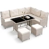 Lauko baldų komplektas Juskys Sodo poilsio komplektas Manacor sofa 228x178x80 cm stalas 116x66x66 cm juoda/kreminė