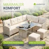 Lauko baldų komplektas Juskys Sodo poilsio komplektas Manacor sofa 228x178x80 cm stalas 116x66x66 cm juoda/kreminė