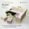 Lauko baldų komplektas Juskys Sodo poilsio komplektas Manacor sofa 228x178x80 cm stalas 116x66x66 cm juoda/kreminė