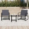 Lauko baldų komplektas Promotions Bistro komplektas, 3 dalių lauko kėdės ir šoninis staliukas, 73x61x76 cm, pilka, metalas