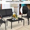 Lauko baldų komplektas Promotions Lauko terasos baldų komplektas, 4 dalių, 108x62x83 cm dvivietė sofa, 62x58x83 cm kėdė, 80x45x37 cm kavos staliukas, Juoda/Pilka