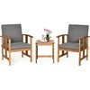 Lauko baldų komplektas Promotions Lauko terasos sofos baldų komplektas, masyvi mediena, 61x69x86 cm kėdė, 45,7x45,7x48,3 cm staliukas, pilka