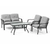 Lauko baldų komplektas Promotions Lauko pokalbių komplektas, 122x76x74 cm dvivietė sofa, 66x76x74 cm krėslas, 96,5x56x49,5 cm kavos staliukas, Pilka