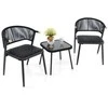 Lauko baldų komplektas Promotions Lauko pintų baldų komplektas, 58x57x76 cm kėdė, 46x46x42 cm stalas, juoda
