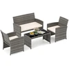Lauko baldų komplektas Promotions Lauko poilsio baldų komplektas 106.7x64x44.5 cm Šviesiai balta Rotangas