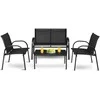 Lauko baldų komplektas Promotions Lauko terasos baldų komplektas, 4 dalių, 108x62x83 cm dvivietė sofa, 62x58x83 cm kėdė, 80x45x37 cm kavos staliukas, Juoda/Pilka