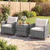 Lauko baldų komplektas Promotions Sodo baldų komplektas 3 dalių PE rotango kėdės ir kavos staliukas 67x64x77 cm pilka