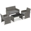 Lauko baldų komplektas Promotions Sodo baldų komplektas 4 dalių, rotango foteliai ir stalas 63x107x78 cm pilka