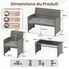 Lauko baldų komplektas Promotions Sodo baldų komplektas 4 dalių, rotango foteliai ir stalas 63x107x78 cm pilka