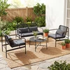 Lauko baldų komplektas Promotions Sodo baldų komplektas 4 dalių PE rotangas metalinis rėmas 112x72.5x76.5 cm pilka