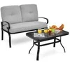 Lauko baldų komplektas Promotions Sodo baldų komplektas, 120x73x94 cm dvivietė sofa, 91x49x48 cm kavos staliukas, Pilka