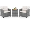 Lauko baldų komplektas Promotions Sodo baldų komplektas 3 dalių PE rotango kėdės ir kavos staliukas 67x64x77 cm pilka