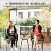 Lauko baldų komplektas Outsunny 3 dalių ratano bistro rinkinys, sėdimųjų dalių grupė, sodo baldai su 2 sodo krėslais, kavos staliukas, nuimamos pagalvėlės, balkono baldų rinkinys sodui, terasai, plienas, pilka