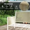 Outsunny Poliratano Lauko Baldų Komplektas, Poilsio Komplektas 4 Asmenims. Dvivietė Sofa, Krėslai, Stiklo Stalas, Pagalvėlės. Atsparus Oro Sąlygoms. Terasos, Balkono, Sodo Baldai. Ruda+Pilka.