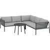 Outsunny sodo baldų komplektas, poliratano poilsio komplektas su kampine sofa, stalas, pagalvėlės, atsparus oro sąlygoms, sėdimųjų vietų komplektas 6 asmenims, lauko baldų komplektas balkonui, sodo poilsio zona, terasos baldai sodui, balkonui, tamsiai pilka