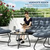 Lauko baldų komplektas "Outsunny" plieninių sodo baldų komplektas 4 asmenų oro sąlygoms atsparus balkono baldų komplektas su 2 vietų sofa, foteliu, šoniniu staliuku, sėdyne, pagalvėle, lauko sėdimųjų vietų grupe, kiemo baldų komplektu, skirtu sodo terasai, balkonui, pilkos spalvos