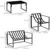 Lauko baldų komplektas "Outsunny" sodo baldų komplektas 4 asmenims su 2 vietų sofa, 2 foteliais ir 1 kavos staliuku 3 pagalvėlės terasai sode - juodas plienas, pilkas poliesteris