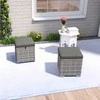 Outsunny 2 rotango taburečių komplektas, kuriose galima laikyti pagalvėlę, 120 kg pakraunama oro sąlygoms atspari sodo taburetė, skirta lauko sodo terasai 40x40x41cm tamsiai pilka