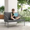 Lauko baldų komplektas Outsunny sodo sofa su pagalvėmis 2 vietų rotango sofa lauko poilsio sofa balkono sofa rotango sofa sodo poilsio zona polirotango sodo baldai balkono baldai 112 x 72 x 76 cm pilka