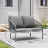 Lauko baldų komplektas Outsunny sodo sofa su pagalvėmis 2 vietų rotango sofa lauko poilsio sofa balkono sofa rotango sofa sodo poilsio zona polirotango sodo baldai balkono baldai 112 x 72 x 76 cm pilka