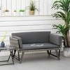 "Outsunny" sodo sofa iš poliratano, 2 sėdimų vietų, pilkos spalvos, atlenkiami porankiai, plienas, 129x63x67 cm, skirta sodui ir terasai