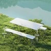 Lauko baldų komplektas "Outsunny" alaus palapinės komplektas, sulankstomas 3 dalių stovyklavimo stalo komplektas, 2 alaus suolai su rankena, palapinės komplektas, alaus stalo komplektas balkonui, sodui, vakarėlių palapinei 180 x 74 x 74 cm