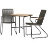 Lauko baldų komplektas Venture Design Kavinės stalo ir valgomojo kėdžių komplektas 74x70x55 cm Juodas plieno virvė
