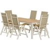 Lauko baldų komplektas Venture Design Valgomojo komplektas Break stalas su 6 Panama atlošiamos kėdės 205x90 cm smėlio spalvos