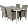 Lauko baldų komplektas Venture Design Valgomojo stalas ir fotelio komplektas 150x90 cm, baltas, pilkas, Aintwood, rotangas