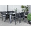 Venture Design Valgomojo stalas ir sulankstomos kėdės komplektas 200x100 cm, juodas plienas, pintas rotangas