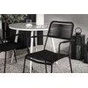 Venture Design Valgomojo komplektas apvalus stalas 90 cm baltas pilkas 2 foteliai juodi aliuminio virvė