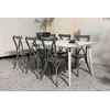 Lauko baldų komplektas Venture Design Valgomojo stalas ir valgomojo kėdžių komplektas Lina ir Tablas 200x90 cm smėlio spalvos ir juodos spalvos aliuminis