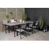 Lauko baldų komplektas Venture Design Valgomojo stalas ir fotelio komplektas 160x90 cm, juodas, pilkas dažytas medis