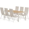Lauko baldų komplektas Venture Design Valgomojo komplektas Break stalas su 6 Levanzo kėdėmis 205x90 cm, smėlio spalvos plienas