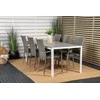 Lauko baldų komplektas Venture Design Valgomojo stalas ir fotelio komplektas 205x90 cm Baltas Pilkas Aintwood Rotangas Plienas