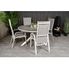 Lauko baldų komplektas Venture Design Valgomojo komplektas Parma stalas Copacabana atlošiama kėdė 140 cm balta pilka Aintwood Textilene