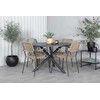 Lauko baldų komplektas Venture Design Valgomojo stalas ir fotelių komplektas Alma ir Lindos 120 cm juoda virvė