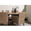 Lauko baldų komplektas Venture Design Valgomojo komplektas Stačiakampis stalas 90x150 cm Juodos spalvos pintos kėdės Smėlio spalvos Aliuminis