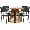 Lauko baldų komplektas Venture Design Valgomojo komplektas Lumpur apvalus valgomojo stalas 110x75 cm juodos spalvos akacijos mediena